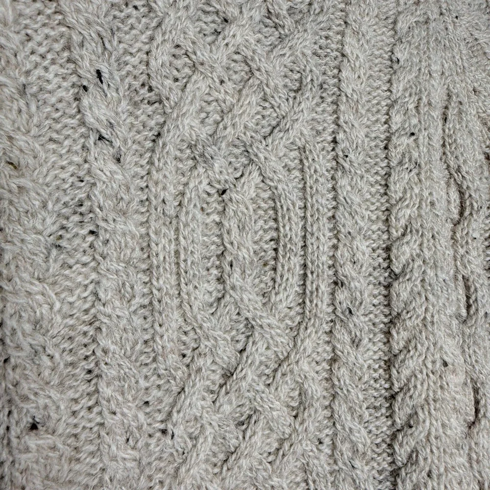 Artisan Knitwear Cable Knit Wool Sweater XS Speckled Tan Crew Neck‎